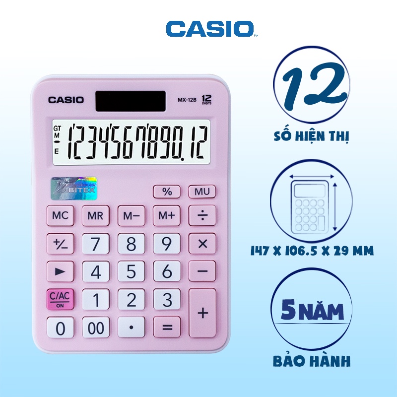 Máy tính Nhỏ Casio MX-12B Chính Hãng Bảo Hành 7 năm