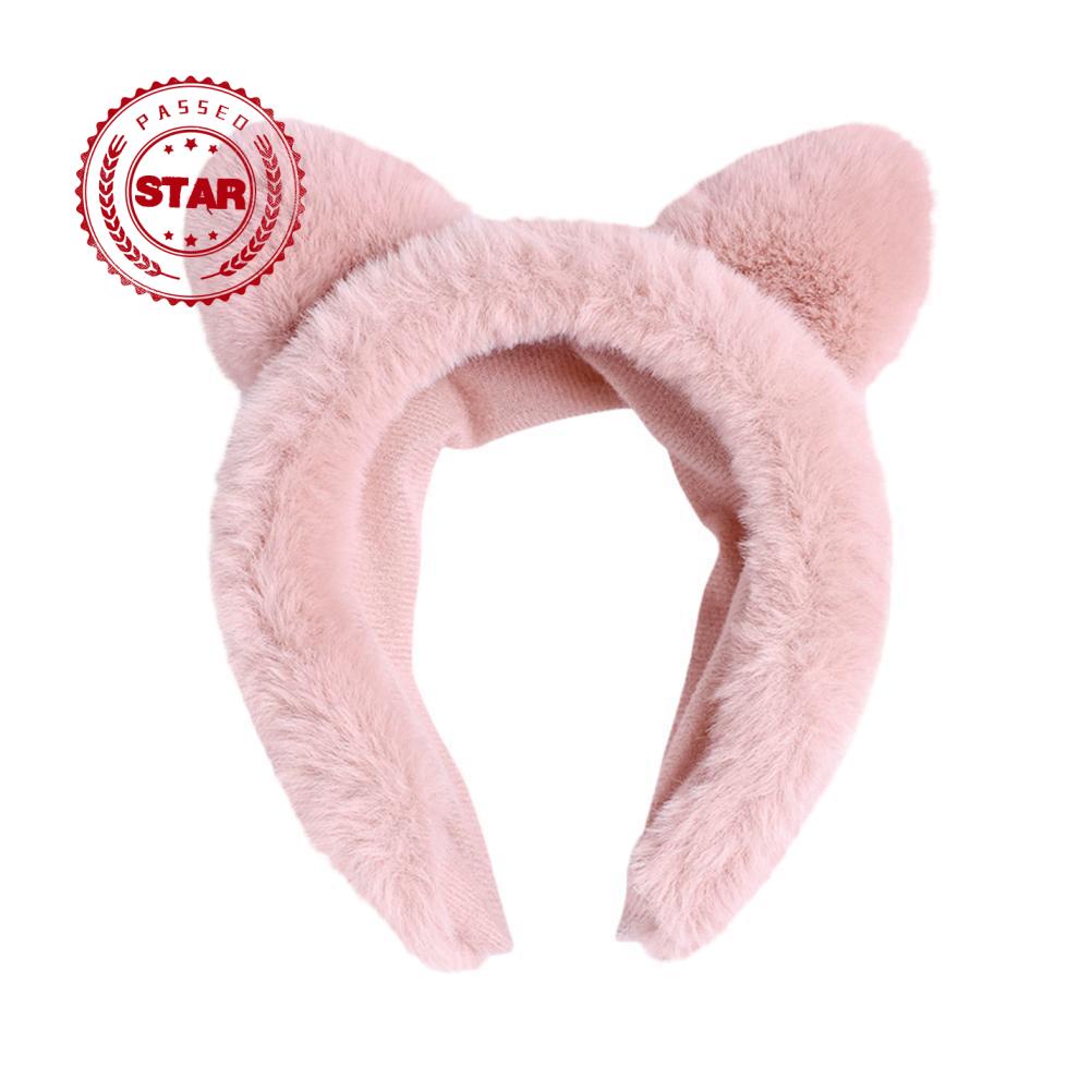 Băng Đô Cài Tóc Rửa Mặt Hình Tai Mèo Bằng Vải Lông Ngắn J3V0