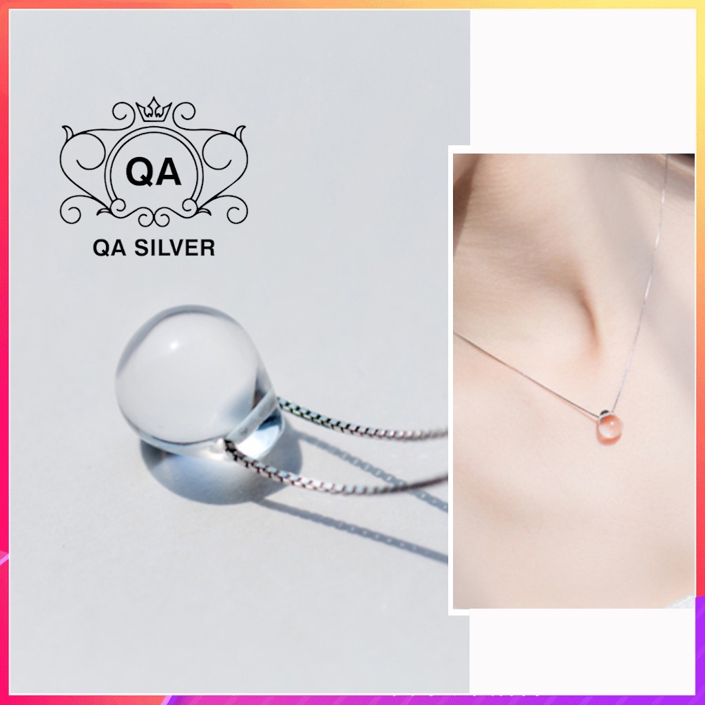 Dây chuyền bạc mặt trong suốt vòng cổ bạc mặt đá giọt nước S925 QUARTZ Silver Necklace QA SILVER NE190301