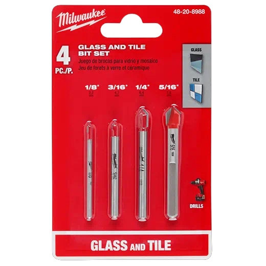 4 Mũi Khoan Gạch Men, Thủy Tinh MILWAUKEE (48-20-8998 &amp; 8988 ) Chính Hãng