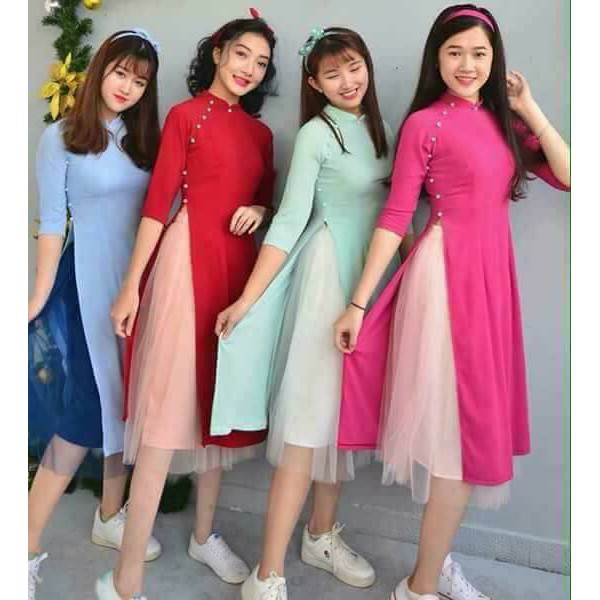 Chân váy lưới cách tân nữ_Chaang_May sẵn váy mặc áo dài 3 lớp TUHU xòe đẹp