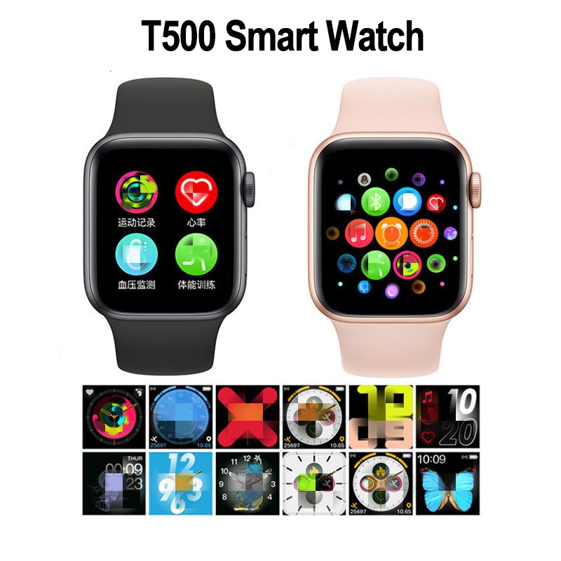 Đồng hồ thông minh T500 Màn hình cảm ứng Cuộc gọi Bluetooth Âm nhạc Bộ theo dõi thể dục Vòng đeo tay Đồng hồ đo nhịp tim cho Android và iOS