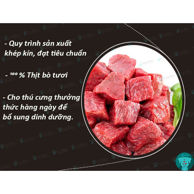 Đồ Ăn Vặt Cao Cấp Cho Thú Cưng JFamille, Khô Bò Xé Sợi Cho Chó, 100% Thịt Bò Tươi. Gói 100gr - JF43