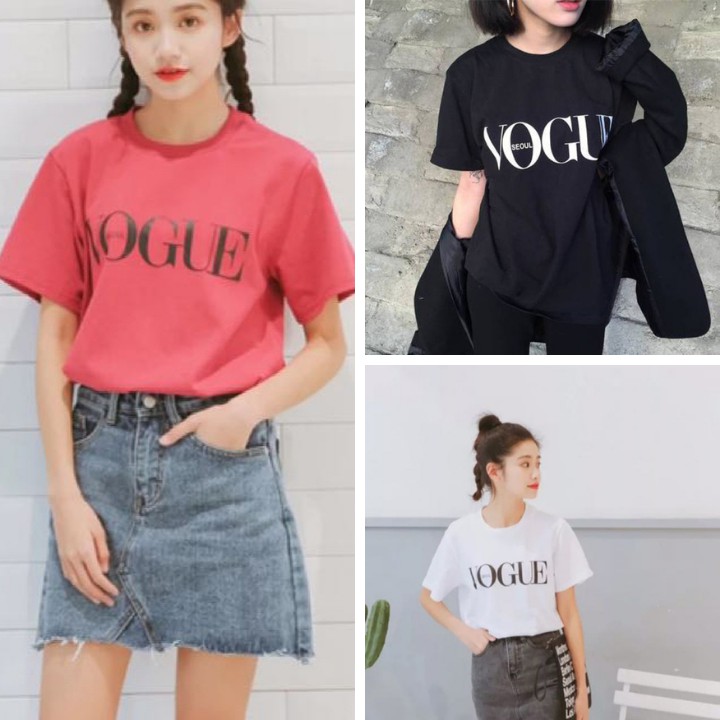 Áo Thun Nữ In Chữ VOGUE 3 Màu Đỏ Đen Trắng ATN960