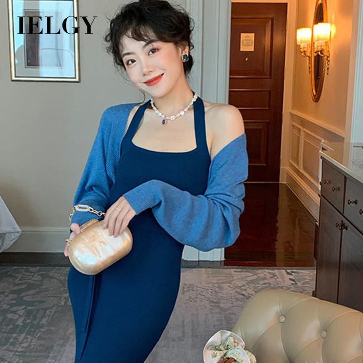 IELGY Đầm Dệt Kim Không Tay Dáng Ôm Thời Trang Dành Cho Nữ