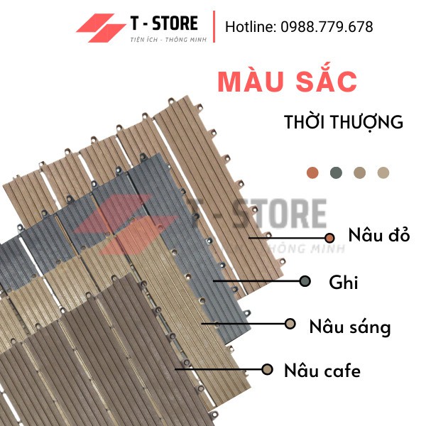 Tấm nhựa lót sàn ban công 12 nan giả gỗ Loại mới. Vỉ Lót sàn Ban Công/Nhà/Nhà Tắm/Hồ Bơi.