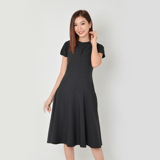 Đầm Xòe Công Sở Thời Trang Eden Phối Nút - D330