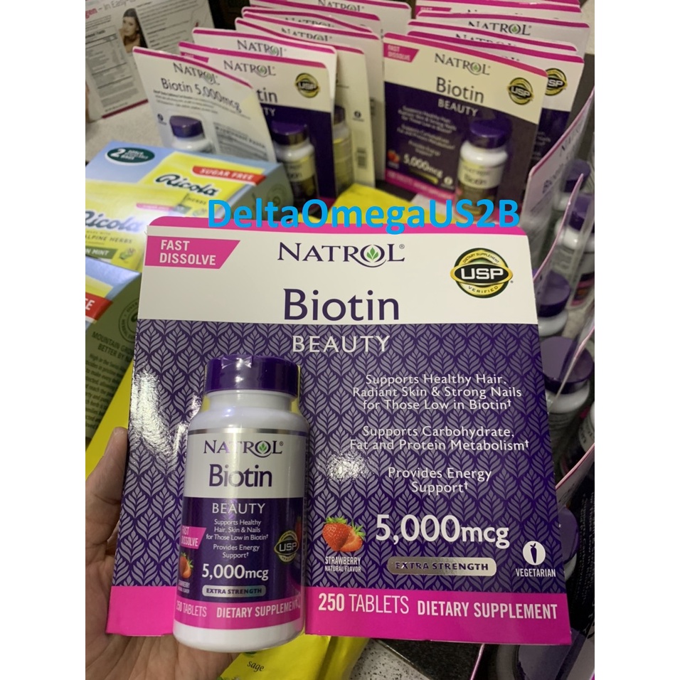 Viên uống Natrol Biotin 5000mcg 250 viên