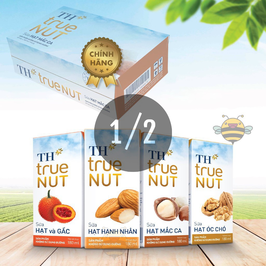 1/2 thùng sữa TH True Hạt 180ml, đủ loại