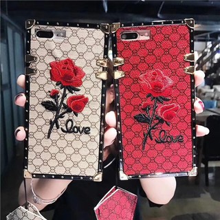 Ốp điện thoại thêu hình hoa hồng dành cho iPhone 6 6S 7 8 Plus