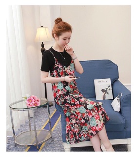 SET ĐẦM 2 DÂY ĐUÔI CÁ+ ÁO THUN