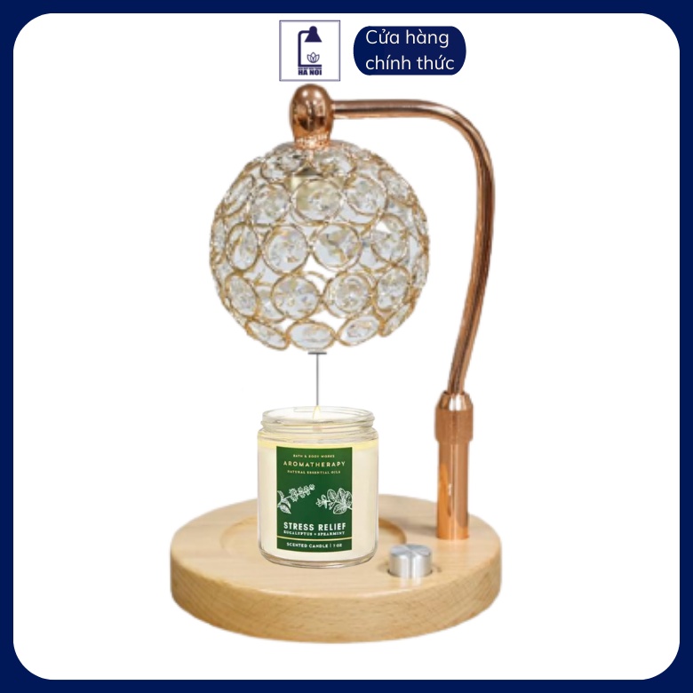 Đèn đốt nến thơm - Pha lê - Chỉnh chiều cao, độ sáng