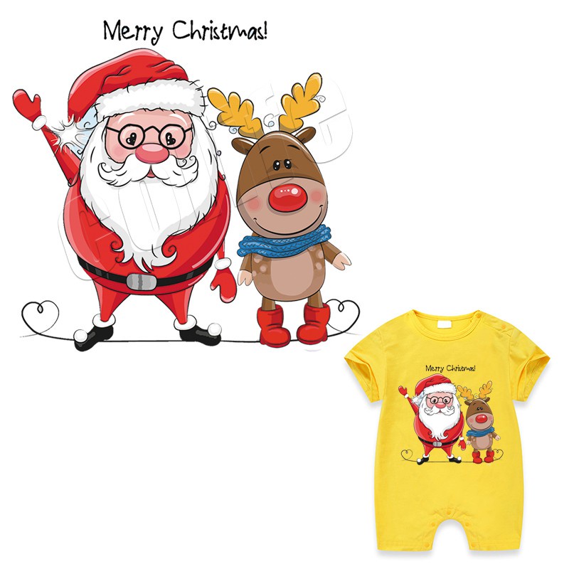 Miếng Dán Trang Trí Quần Áo In Hình Ông Già Noel Chuyển Đổi Bằng Ủi Diy Thiết Kế Mới Có Thể Giặt Được