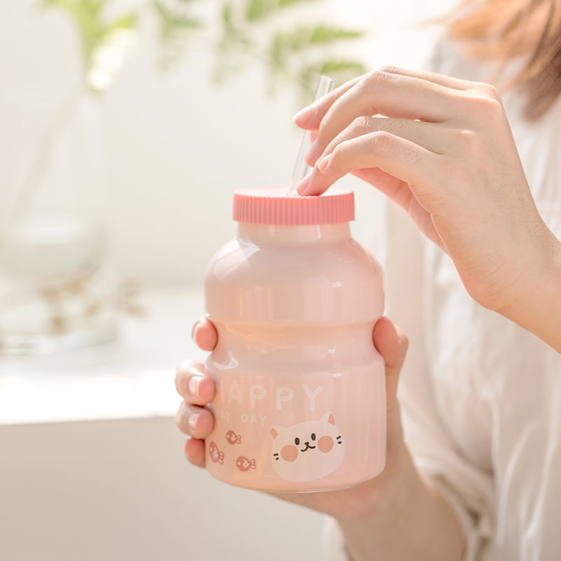 Cốc Uống Nước Bằng Sứ Có Ống Hút Dễ Thương Dung Tích Lớn Cho Nữ