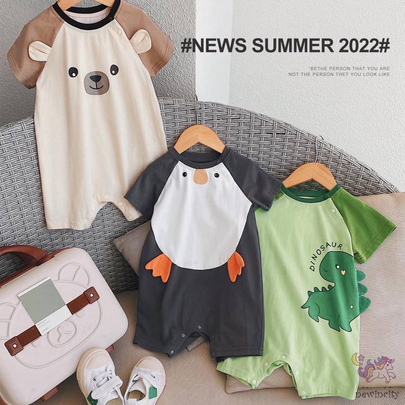 Bộ Áo Liền Quần In Họa Tiết Hoạt Hình Phong Cách Hàn Quốc Cho Bé