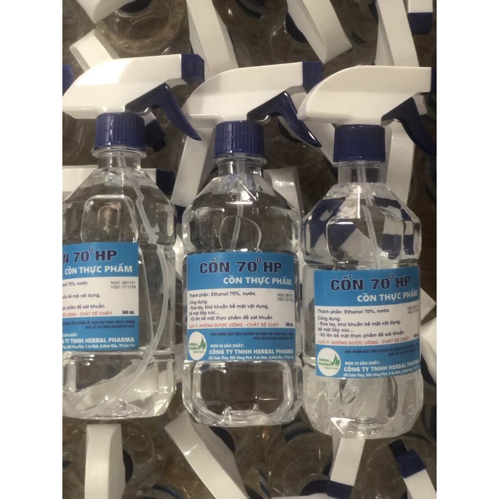 Cồn sát khuẩn 70 độ - dùng được trên thức ăn - chai 500ml