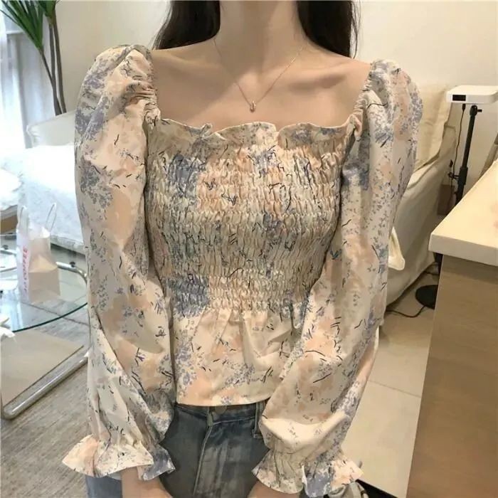 Áo Voan Hoa Trễ Vai Thời Trang Xuân Hè 2021 Dành Cho Nữ