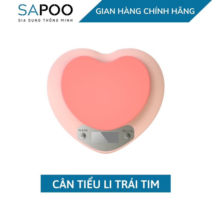 Cân tiểu li điện tử trái tim hồng siêu xinh 2021 - Cân điện tử tiểu ly nhà bếp làm bánh siêu chính xác - Gia Dụng SAPOO