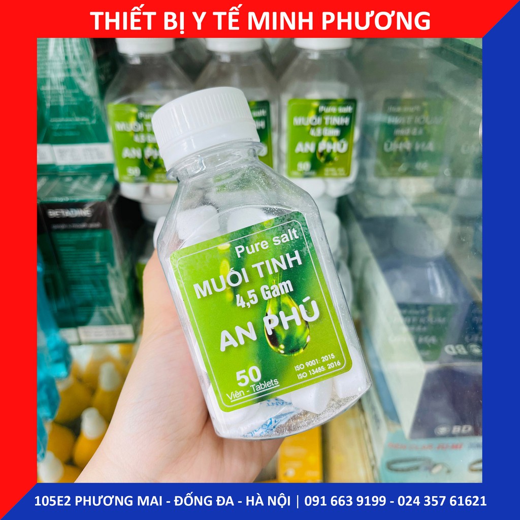Viên muối tinh sinh lý tự pha AN PHÚ lọ 50 viên làm sạch mắt, mũi, họng