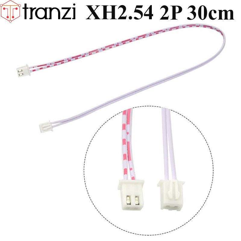 Dây cắm header 2.54mm XH2.54 2P 30cm 2 đầu bấm cùng hướng màu trắng đỏ - túi 10 cái