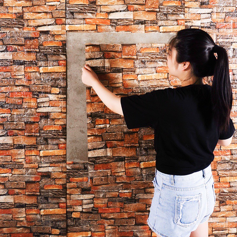 Miếng Dán Tường Giả Gạch 3D Bằng Xốp Dùng Trang Trí Độc Đáo