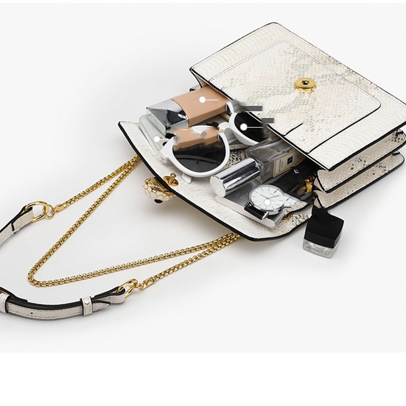 IELGY Niche Túi Xách Đeo Vai Họa Tiết Da Rắn Phối Dây Xích Chất Lượng Cao Cho Nữ