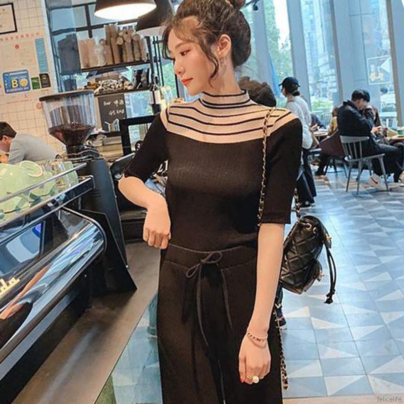Áo nữ dệt kim tay lửng cổ lọ thiết kế đơn giản thanh lịch thời trang