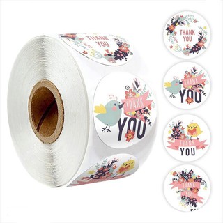 Cuộn 500 nhãn dán chữ Thank You với 4 thiết kế (loại đẹp)