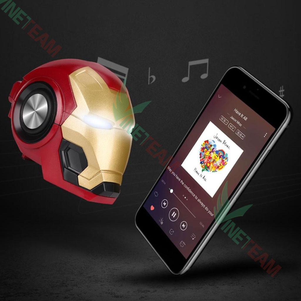 Loa Bluetooth công nghệ 5.0 Iron man, âm thanh vòm 6D bass trầm, pin 1200mAh, Hỗ trợ FM - tặng dây sạc -DC4387