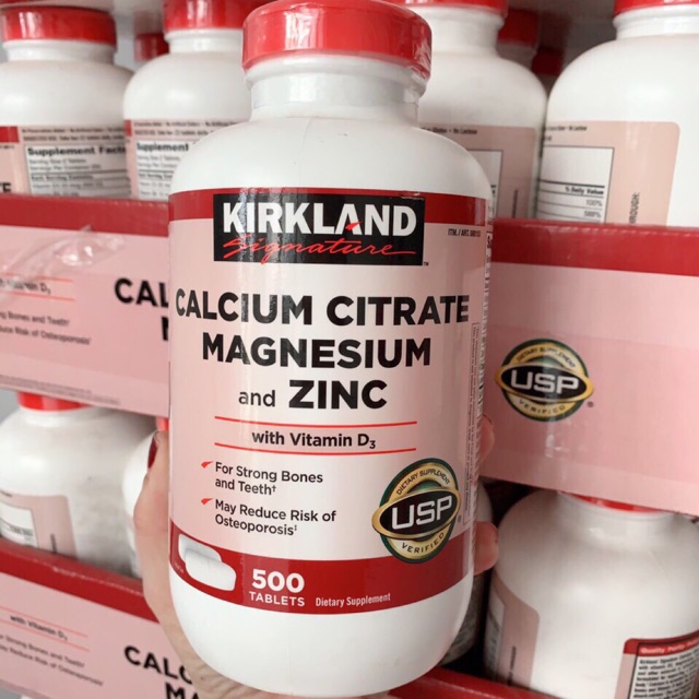 Viên uống Kirkland Calcium Citrate Magnesium and Zinc 500 viên của Mỹ