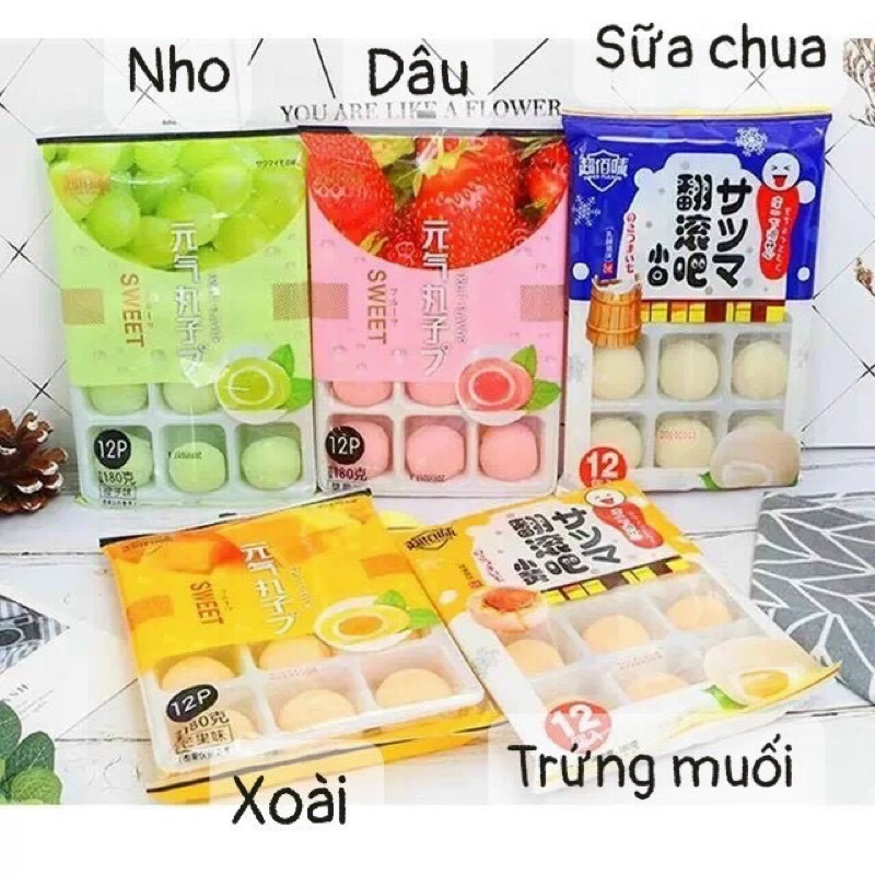 BÁNH MOCHI KEM LẠNH VỊ HOA QUẢ (12 bánh) - GÓI 180gr