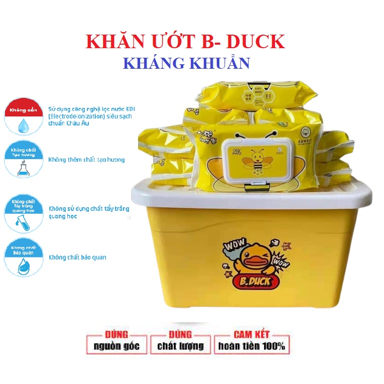 Thùng 10 gói khăn ướt vịt vàng B Duck/ Lv Duking Nội địa Trung