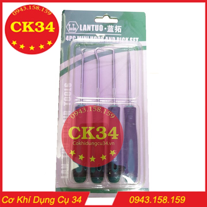 Bộ móc nạy phớt kéo lò xo, móc Gioăng, phanh phe 4 PC