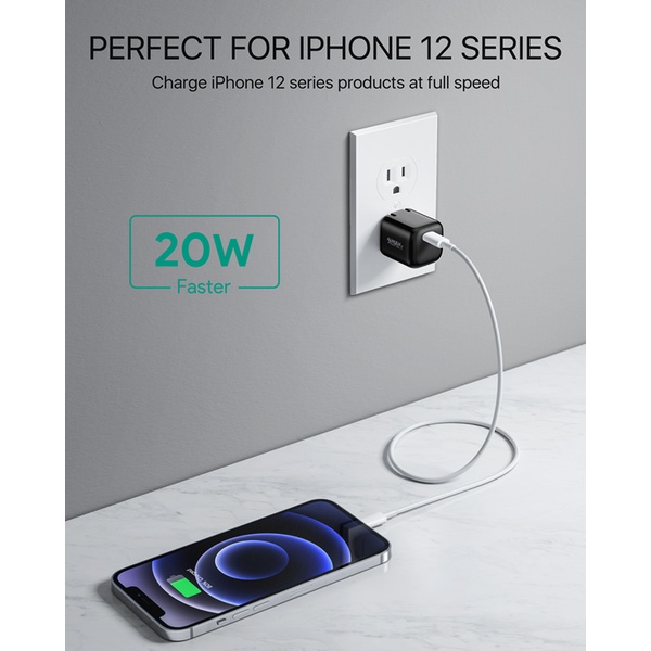 [Mã SRJULY1619 giảm 15K đơn 50K] Cục sạc iphone PD 20W mini AUKEY PA-B1 Pro (Black)