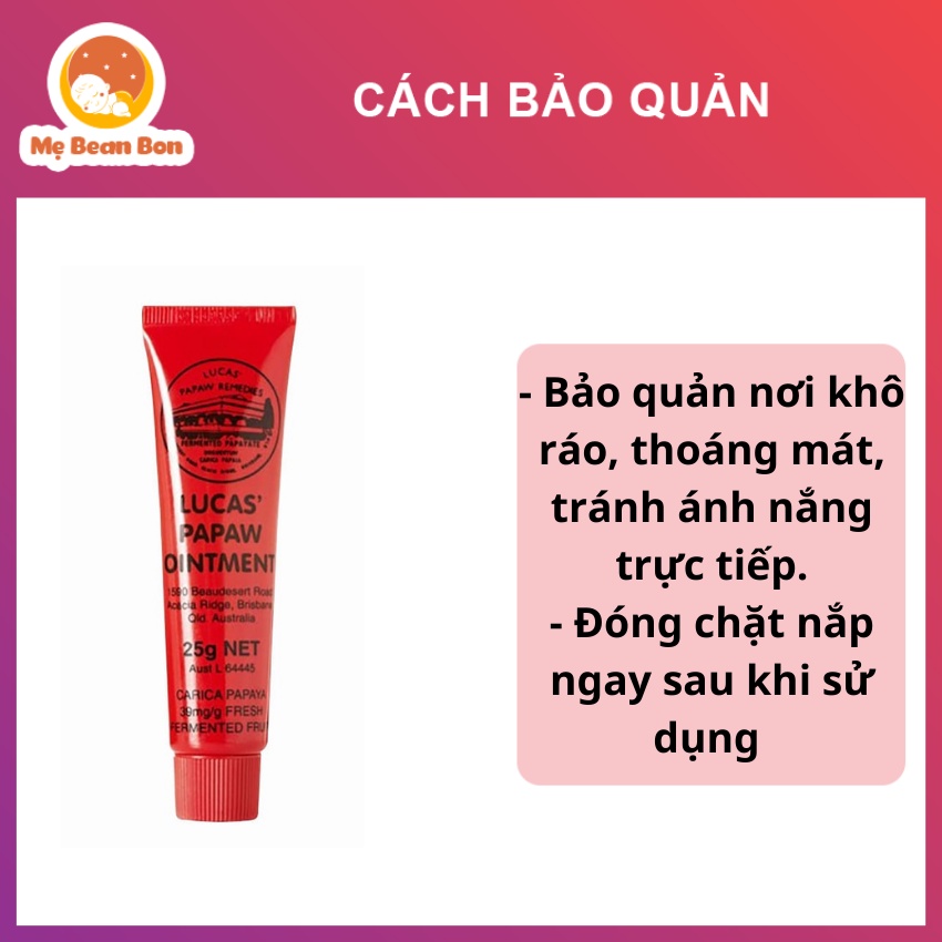Kem đa năng đu đủ Lucas Papaw Ointment Úc 25g giảm khô nẻ môi mẩn ngứa mụn nhọn - Mẹ bean bon