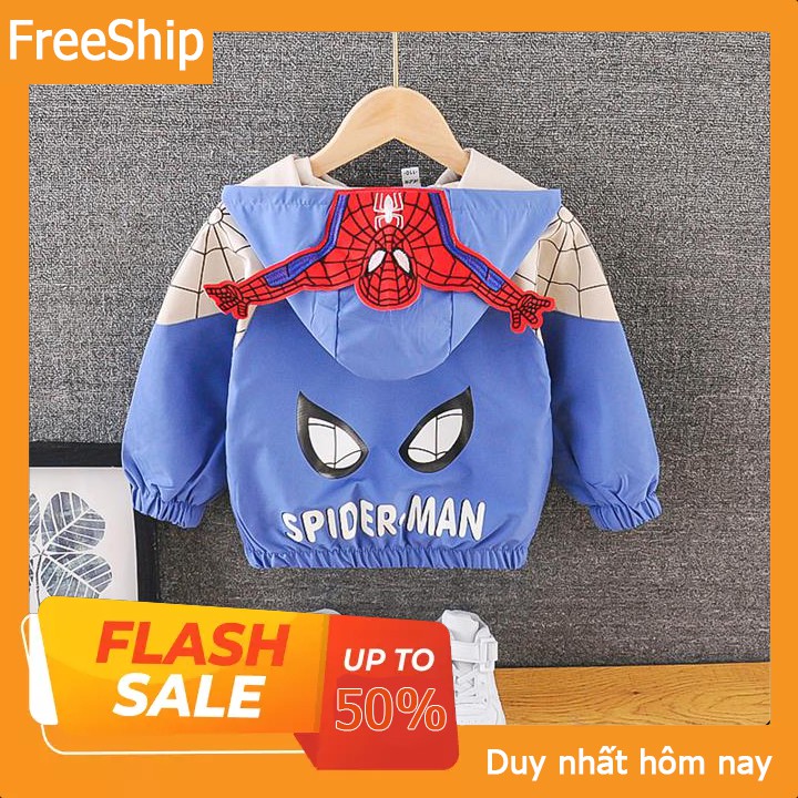 💖ÁO TRẺ EM💖 Áo khoác gió 2 lớp cho bé tạo kiểu dáng NGƯỜI NHỆN Spiderman ngộ nghĩnh - full size cho bé