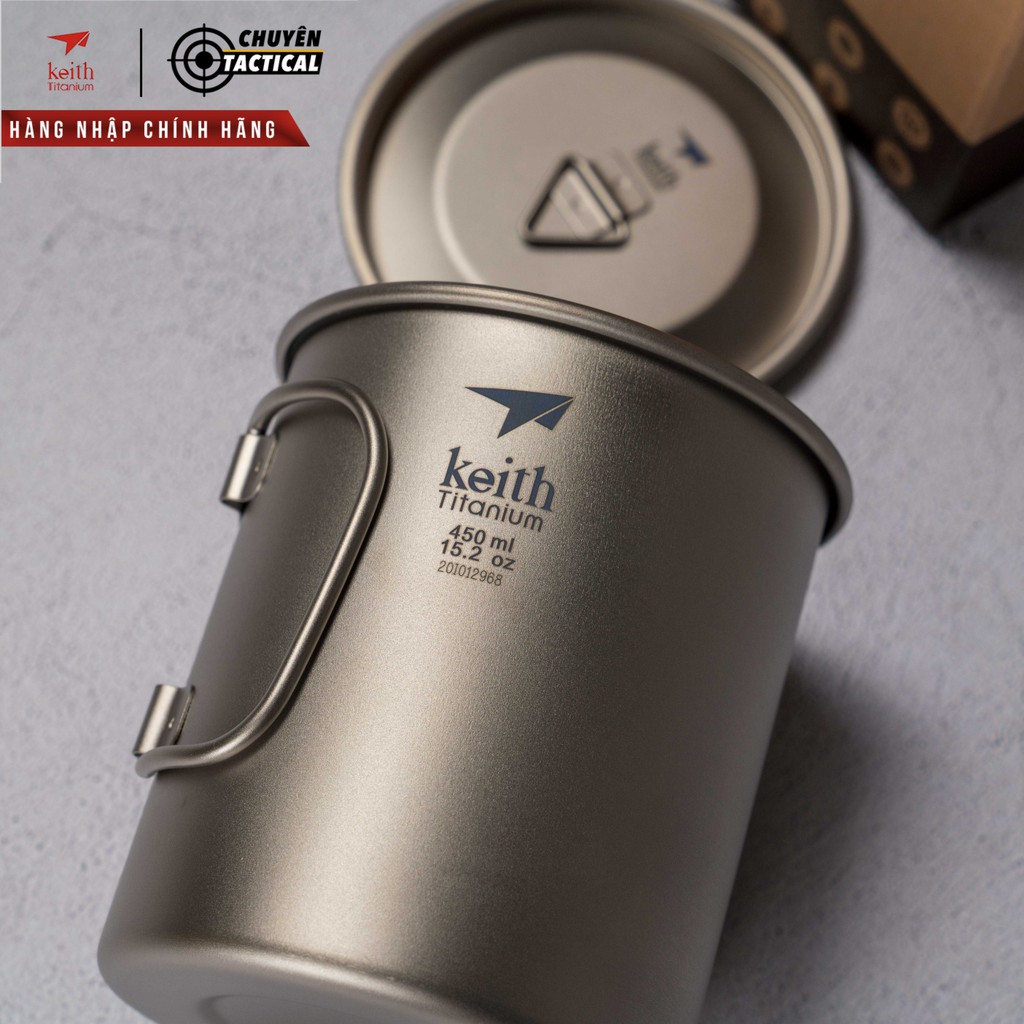 Ca titanium 1 lớp có quai cầm gấp gọn 450ml Keith Ti3204