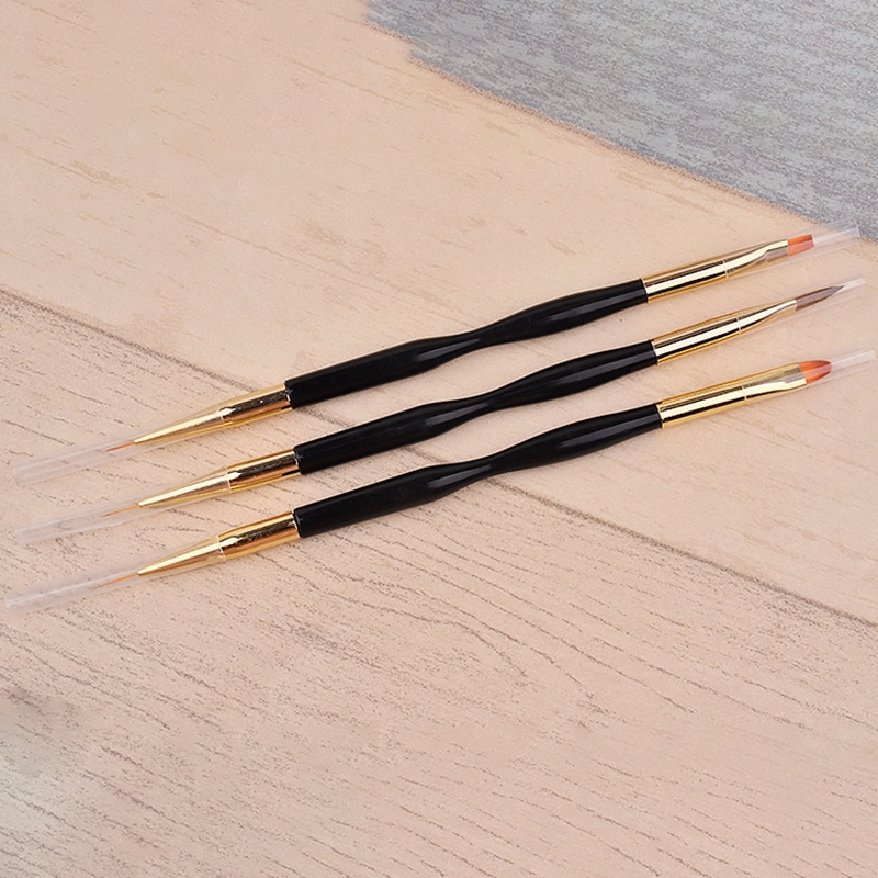 Cọ vẽ móng tay Gel UV màu đen hai đầu 7/9/11mm