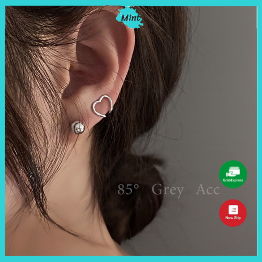 Khuyên Tai Dạng Kẹp ❤️FREESHIP❤️ Khuyên Tai kẹp Vành Trái Tim Đeo Được 2 Kiểu - Bông Tai Chất Liệu Hợp Kim Mạ Bạc
