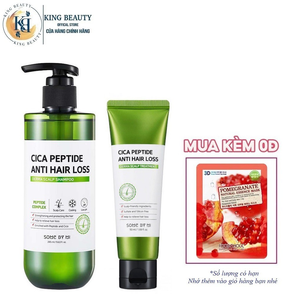 Combo 2 Sản Phẩm Dưỡng Tóc, Ngăn Gãy Rụng Some By Mi Cica Peptide Anti-Hair Loss Derma Scalp (Dầu gội285ml + Dầu Xả50ml)