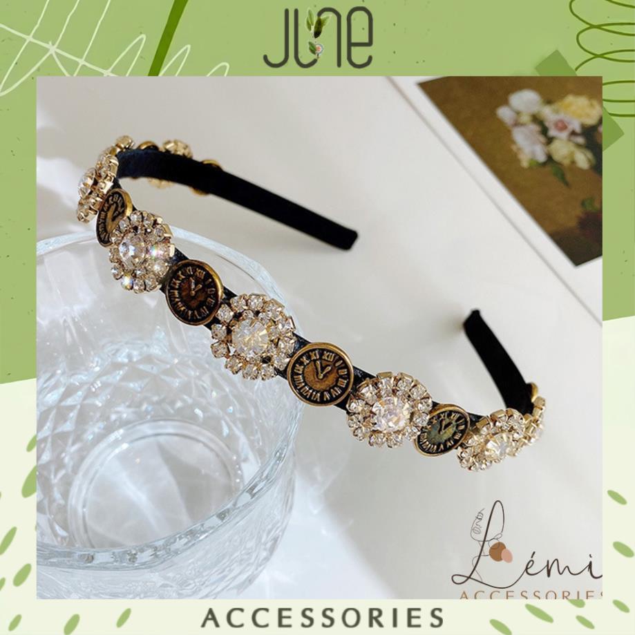 [FREESHIP] Bờm tóc đính đá hình hoa, phong cách cổ điển sang trọng, quyến rũ, June accessories