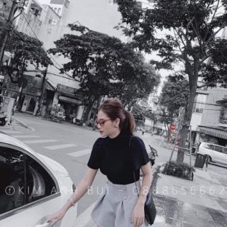 Áo len tay ngắn phồng