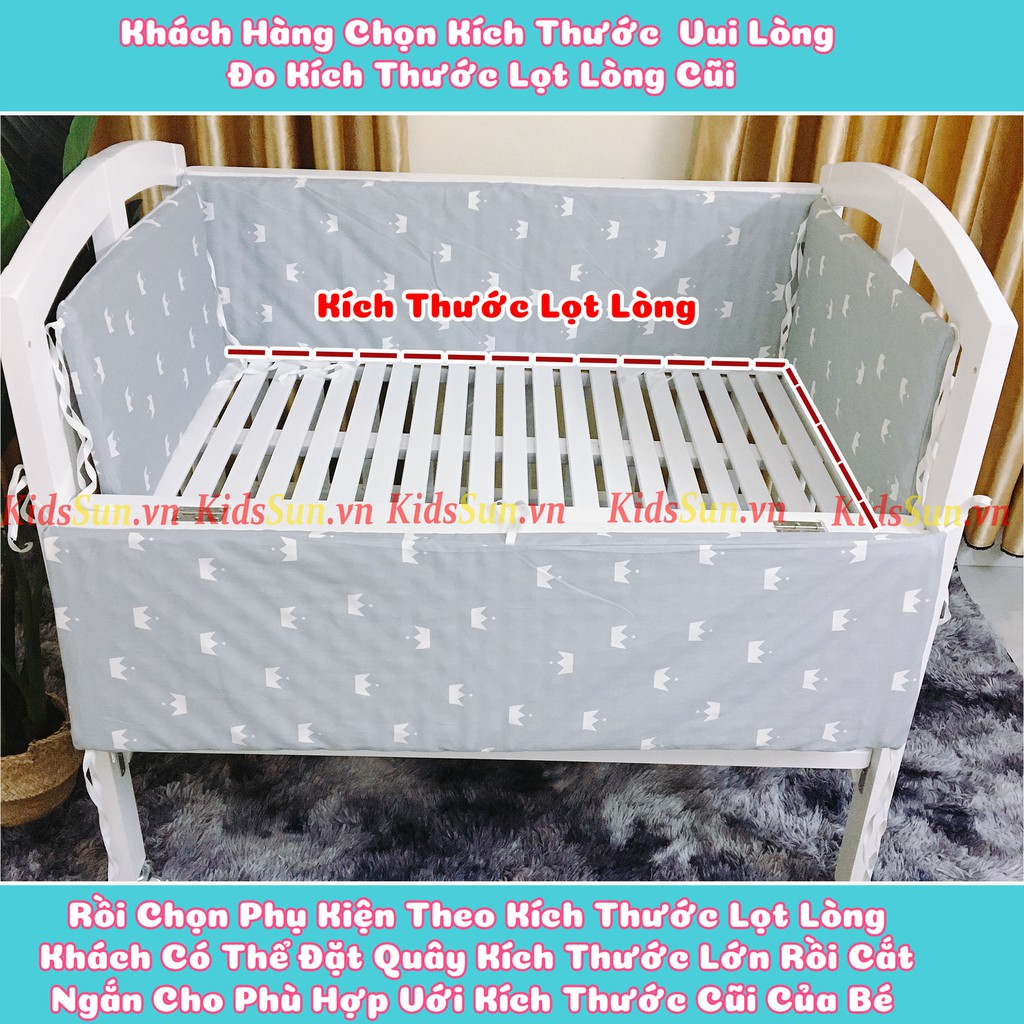 Quây Cũi Cho Bé KIDSSUN Gồm 4 Tấm Ruột Chất Liệu Đệm Trứng Và Vỏ Cotton 100% Mềm Mịn Cho Giường Cũi