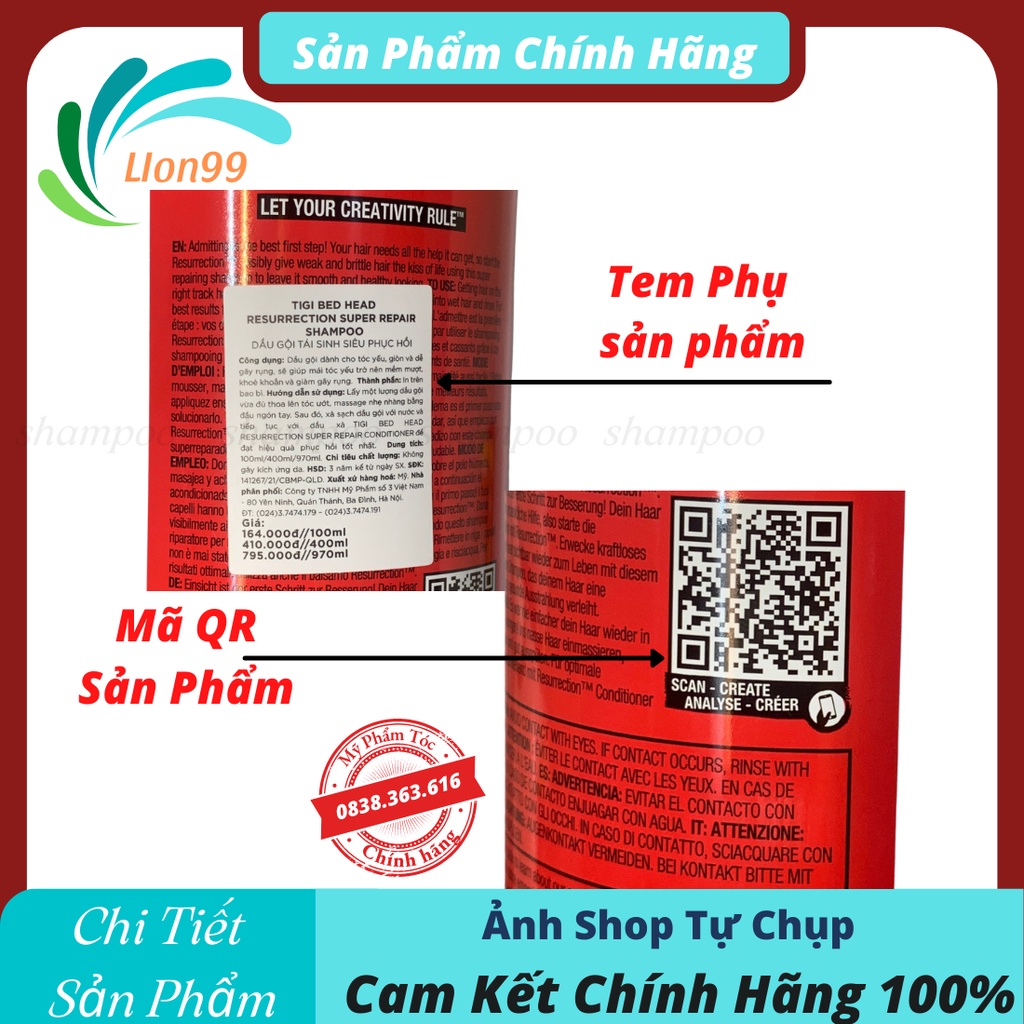 Cặp dầu gội TIGI BED HEAD 970ml phục hồi tóc khô xơ hư tổn giảm gãy rụng hàng chính hãng