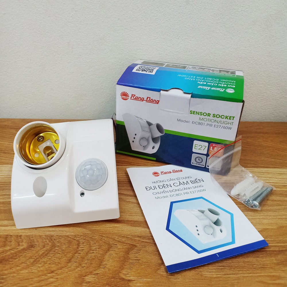 Đui đèn cảm ứng rạng đông DCB01-PIR , cảm biến siêu nhạy , dễ dàng điều chỉnh , dễ dàng lắp đặt , Bảo Hành 12 Tháng