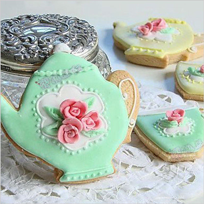 Bộ 2 khuôn làm bánh cookie hình tách trà, ly trà
