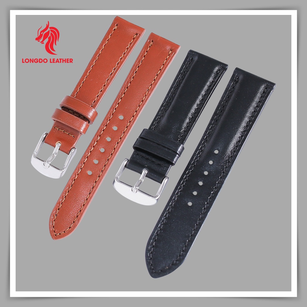 Dây đồng hồ 14mm da bò thật - Đủ size 12/14/16/18/20/22/24 - Thương hiệu Longdo Leather - DAU