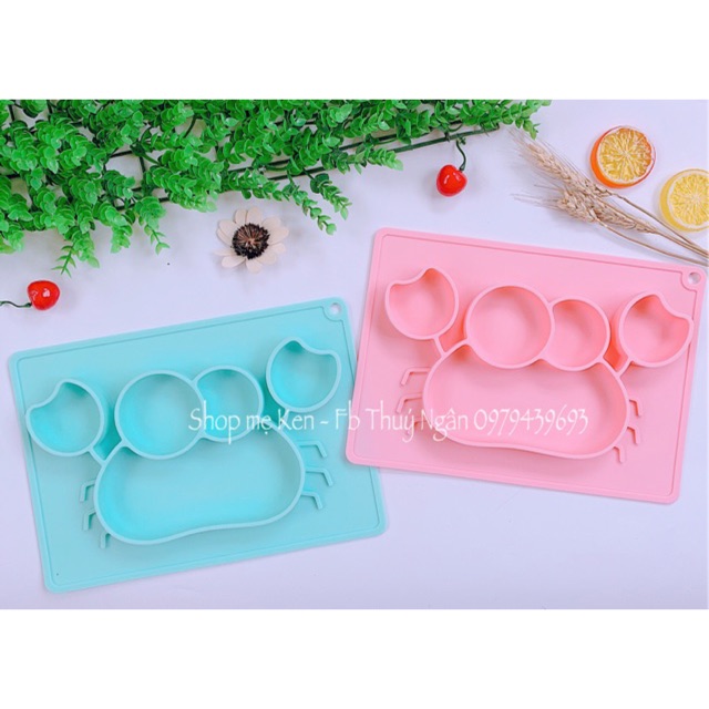 Khay ăn dặm silicon đế hút hình cua cho bé