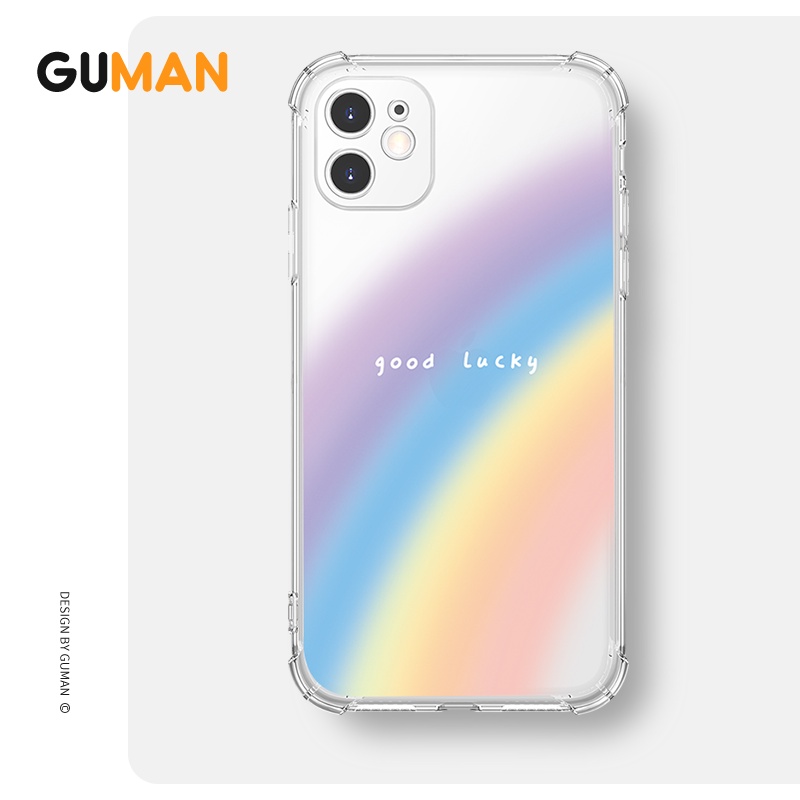 Ốp lưng GUMAN viền vuông dễ thương đẹp chống bẩn cho iPhone 13 12 11 Pro Max SE 2020 X XR XS ip 8 7 6 6S Plus kute W1031