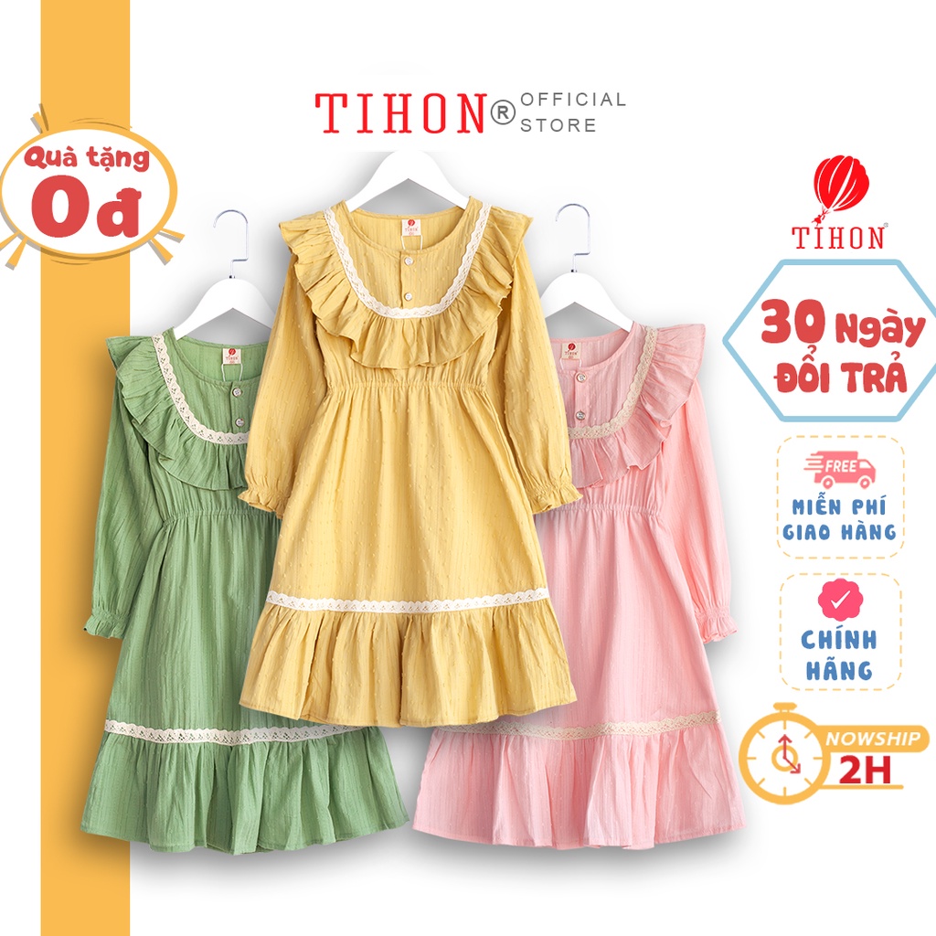 Váy cho bé gái TIHON chất liệu đũi thoáng mát VT0750265